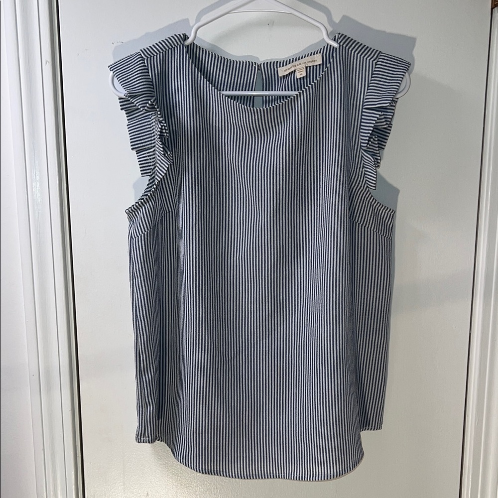 Monteau Striped Ruffle Sleeve Top